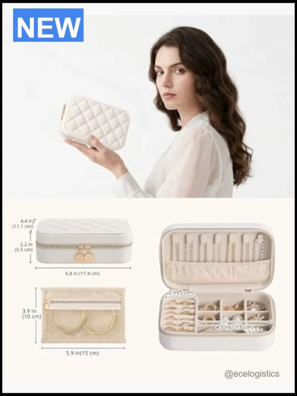 Travel Jewelry Case Organizer with Clear Storage Bag for Necklace Earring Ring